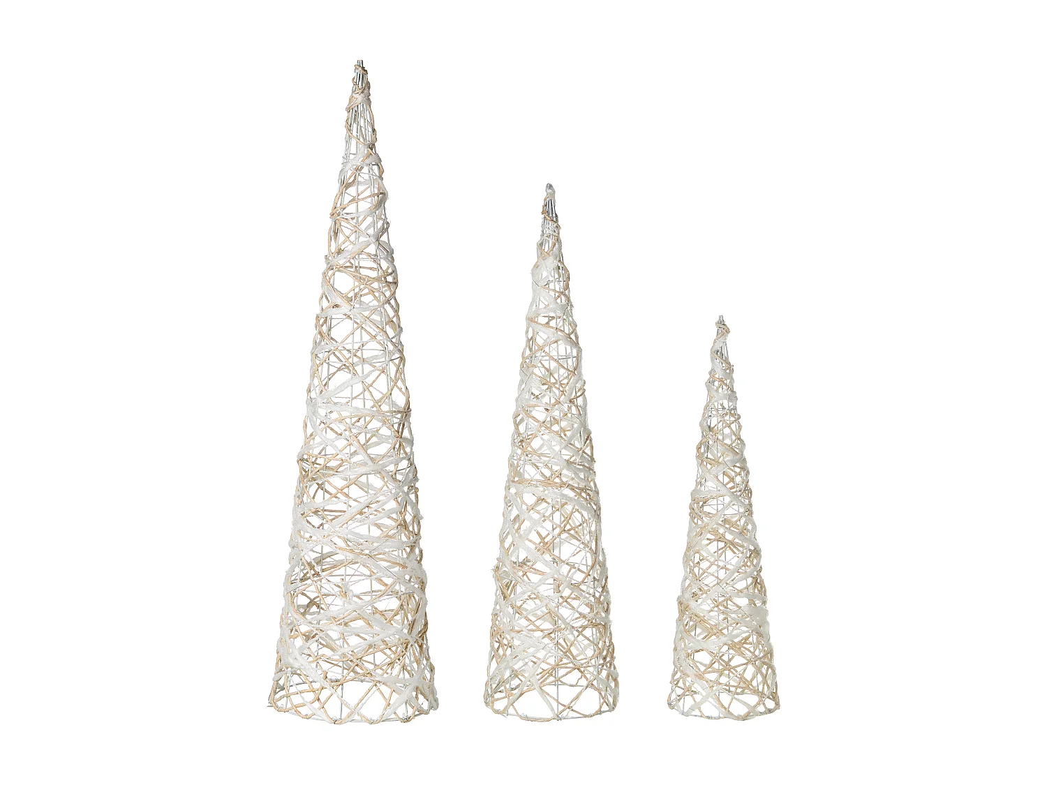 Lot de 3 décorations de Noël TUELSO Arbre de Noël 60/80/100 cm Blanc/doré