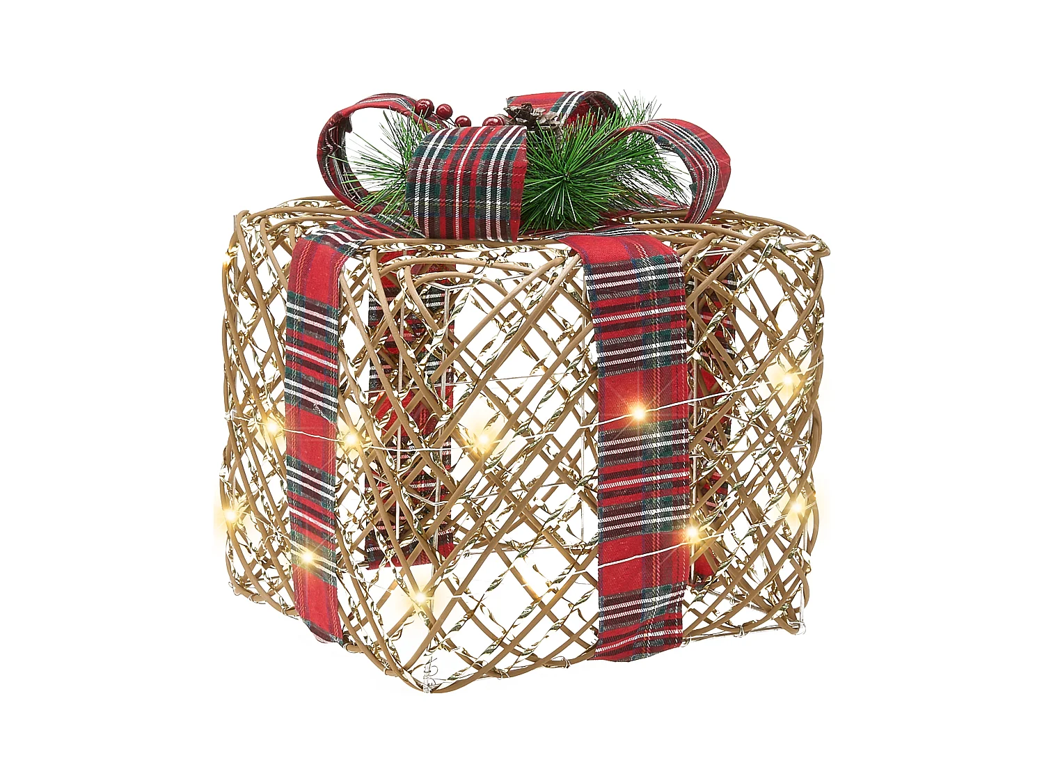 Lot de 3 décorations de Noël LED VANDET Cadeaux de Noël 20/25/30 cm Marron