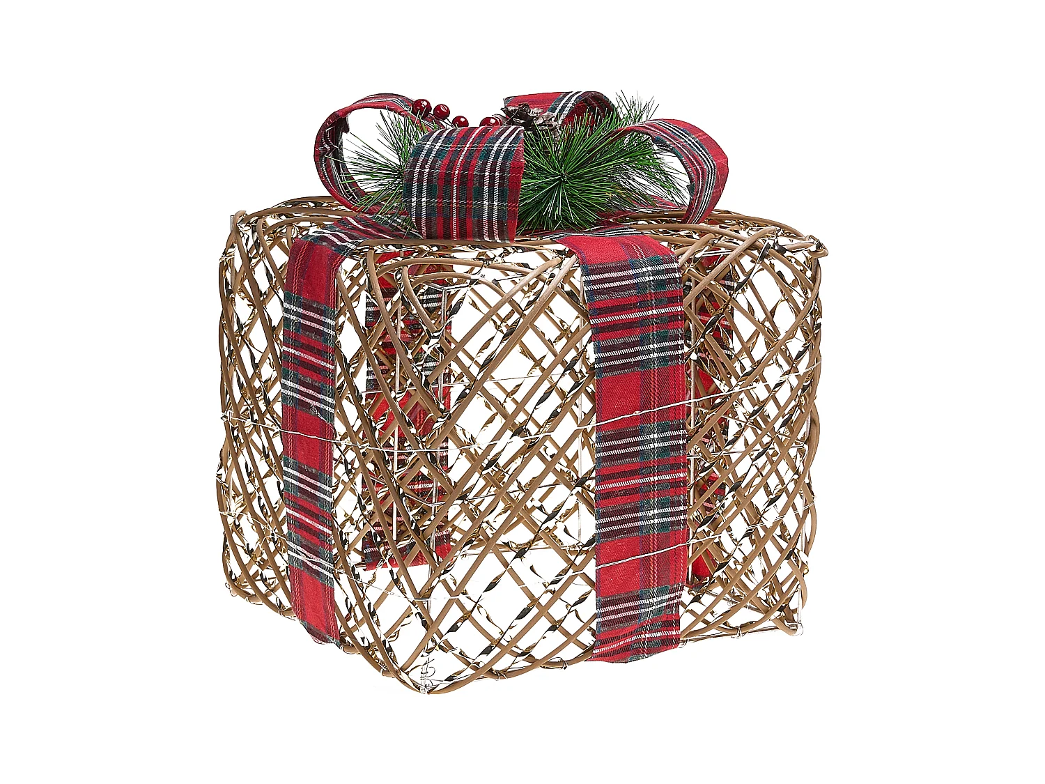 Lot de 3 décorations de Noël LED VANDET Cadeaux de Noël 20/25/30 cm Marron