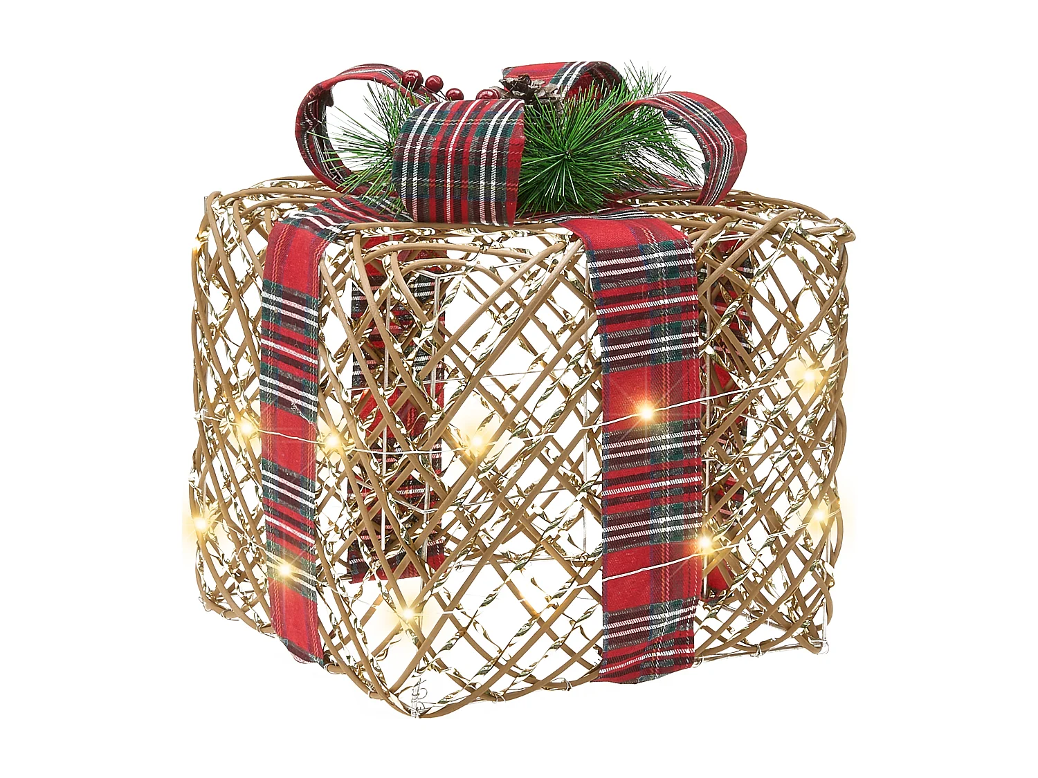 Set of 3 Christmas Decorations LED VANDET Christmas Gifts 20/25/30 cm Brown