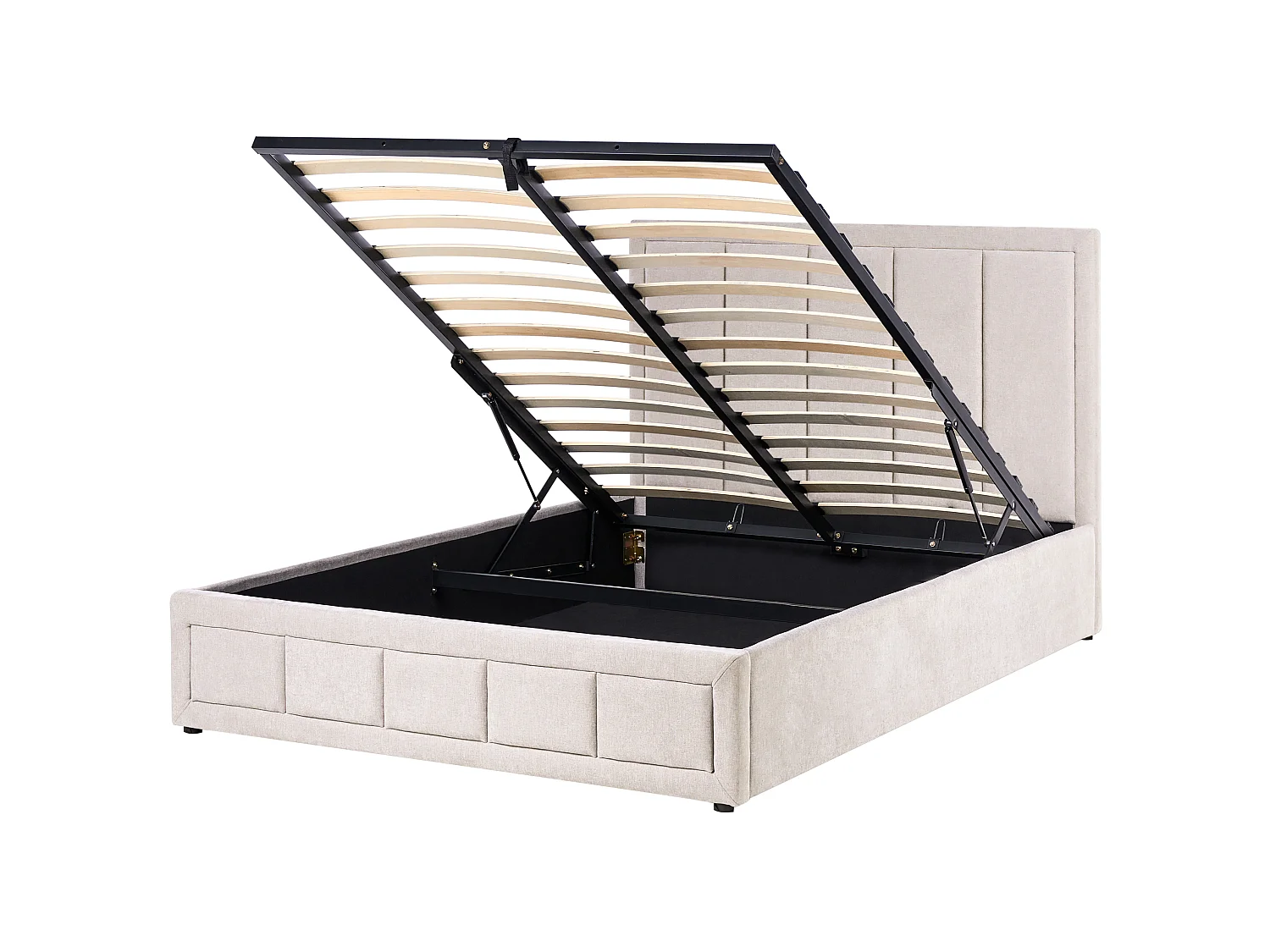 Ottoman Bed QUIBERON Chenille Taupe 140 x 200 cm (EU Double)