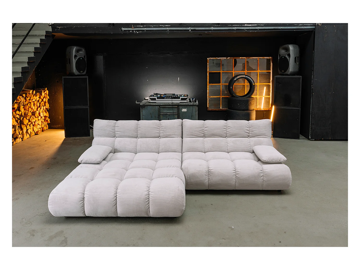 Canapé d'angle - argent Velours côtelé - VIVIEN