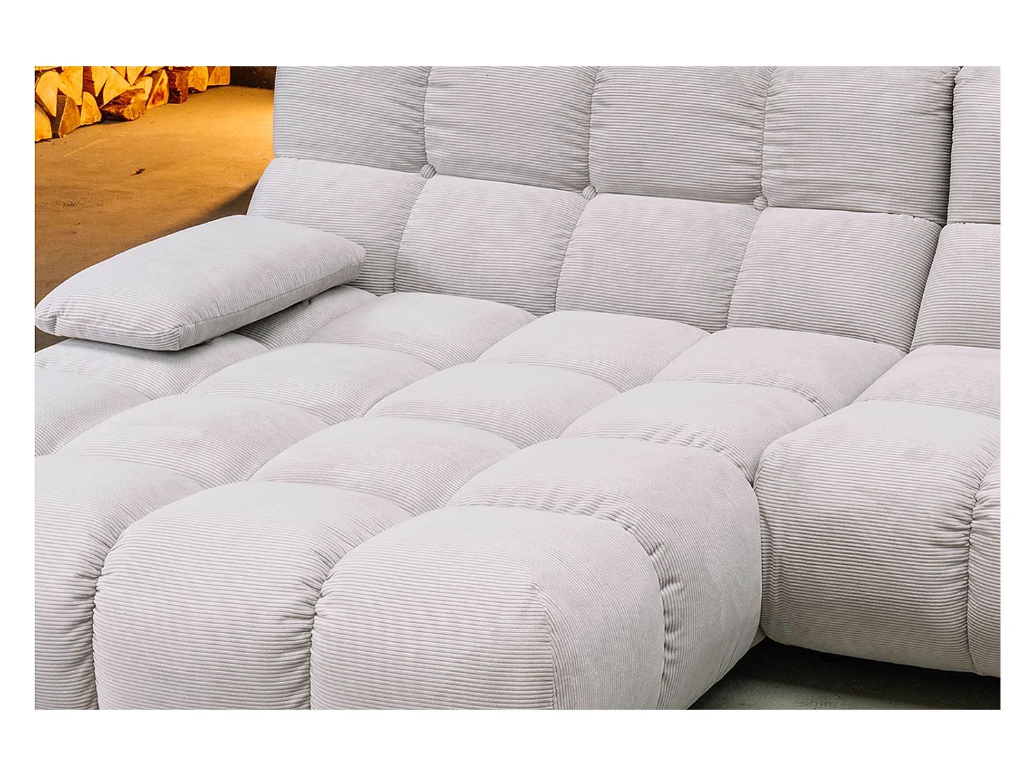 Canapé d'angle - argent Velours côtelé - VIVIEN