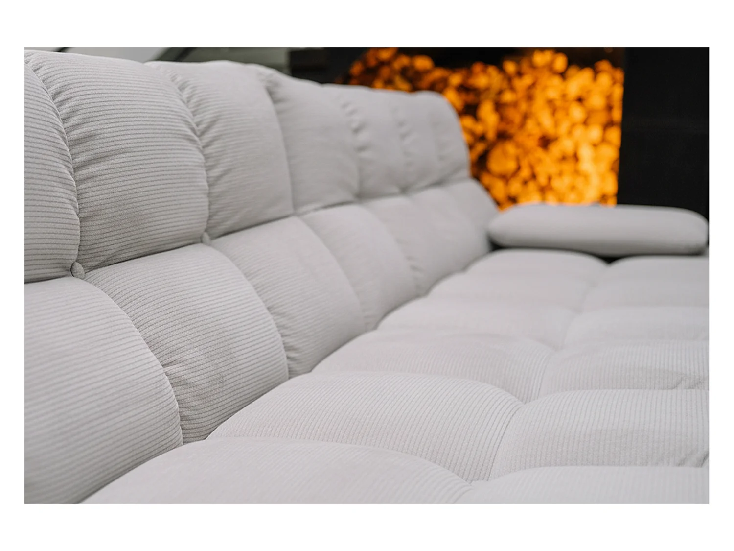 Canapé d'angle - argent Velours côtelé - VIVIEN