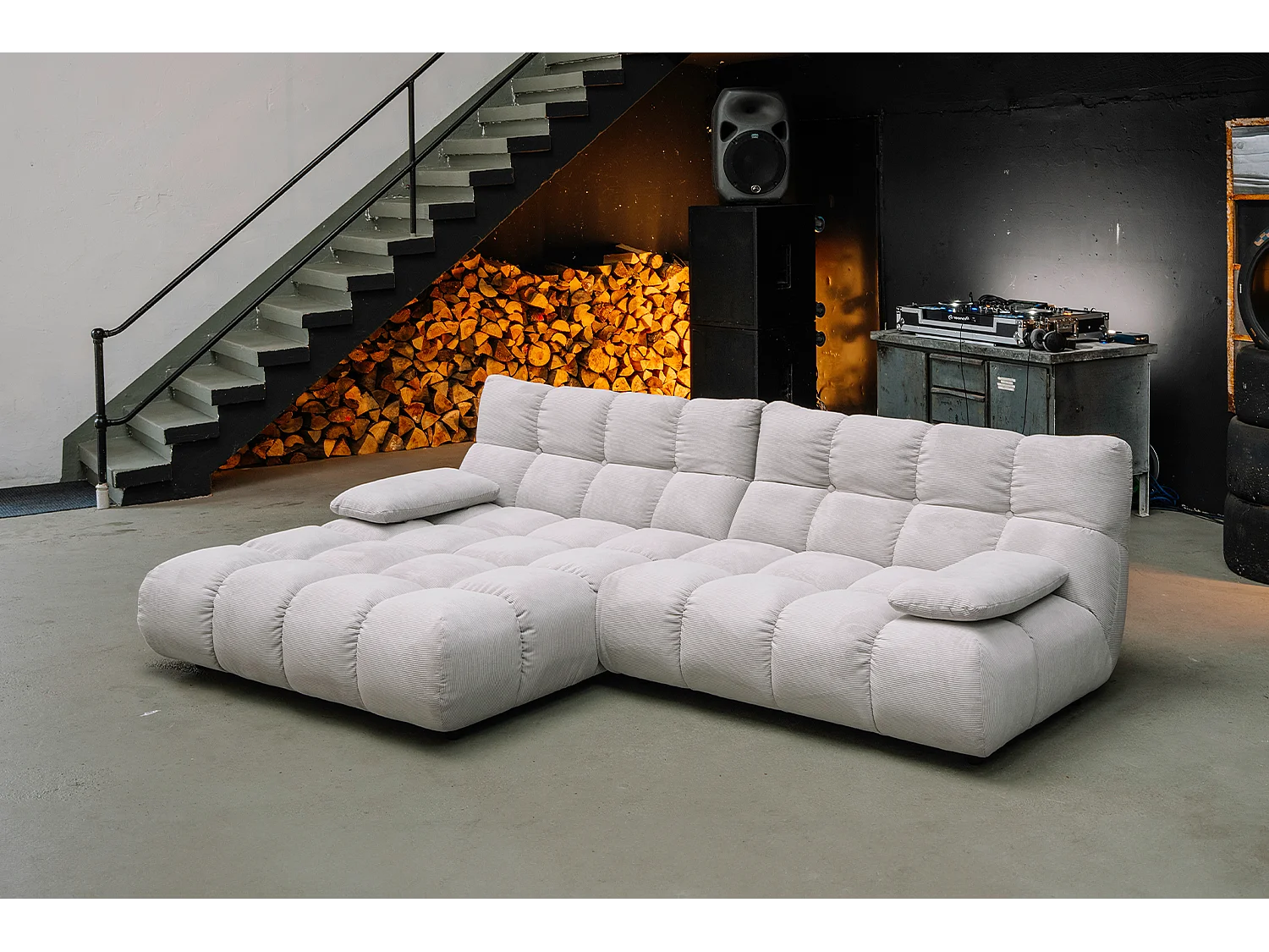 Ecksofa - Silber Cord - VIVIEN
