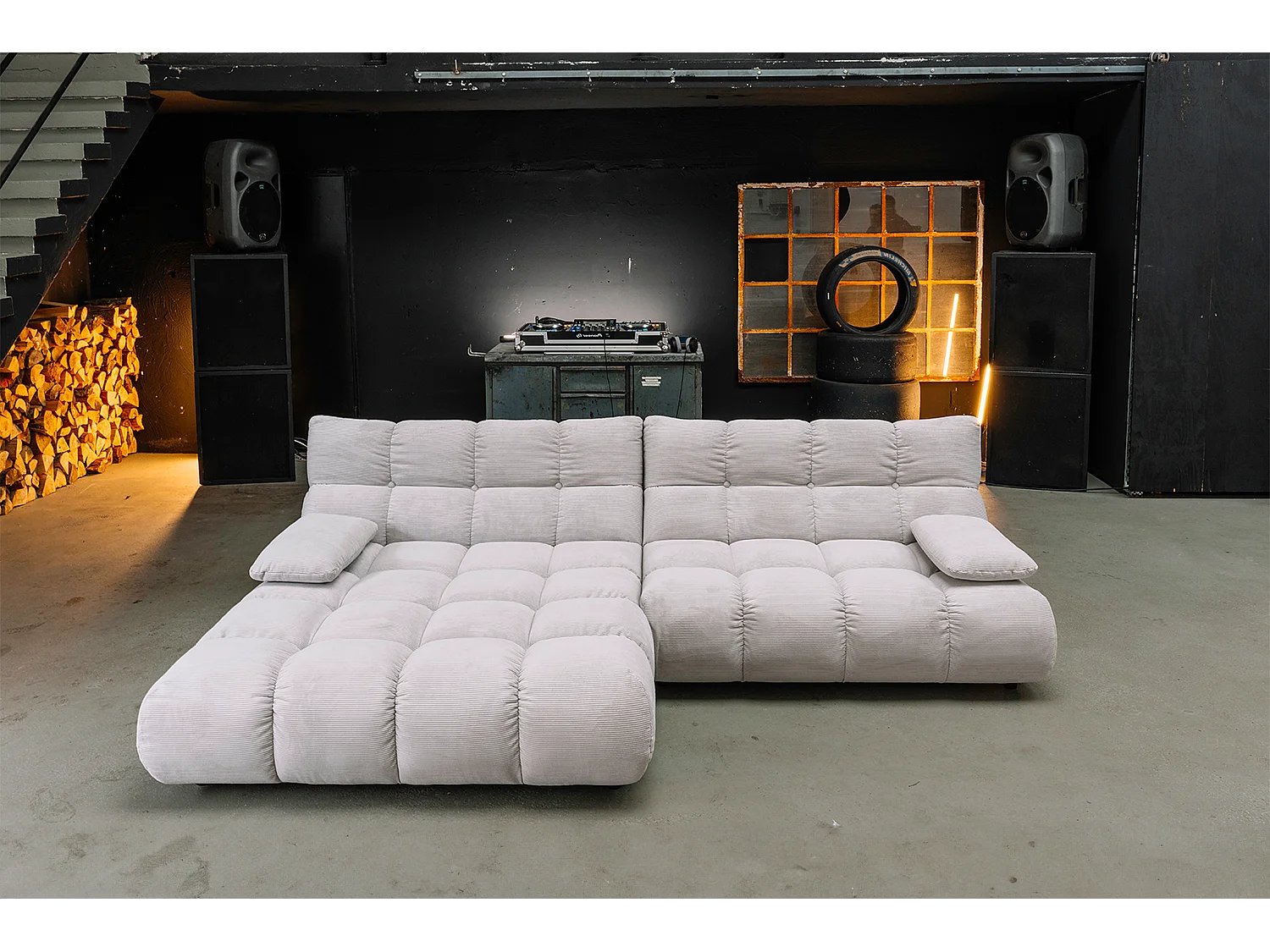 Ecksofa - Silber Cord - VIVIEN