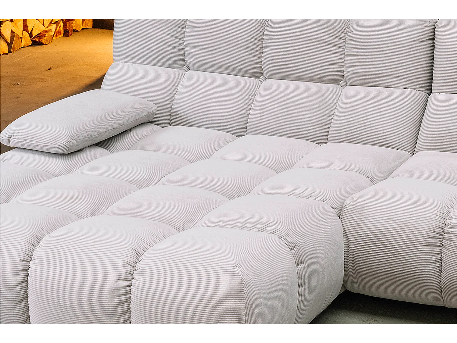 Ecksofa - Silber Cord - VIVIEN