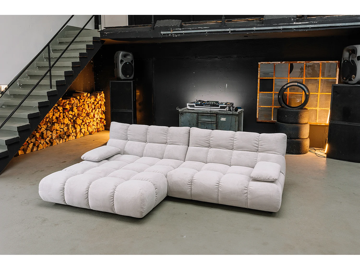 Ecksofa - Silber Cord - VIVIEN