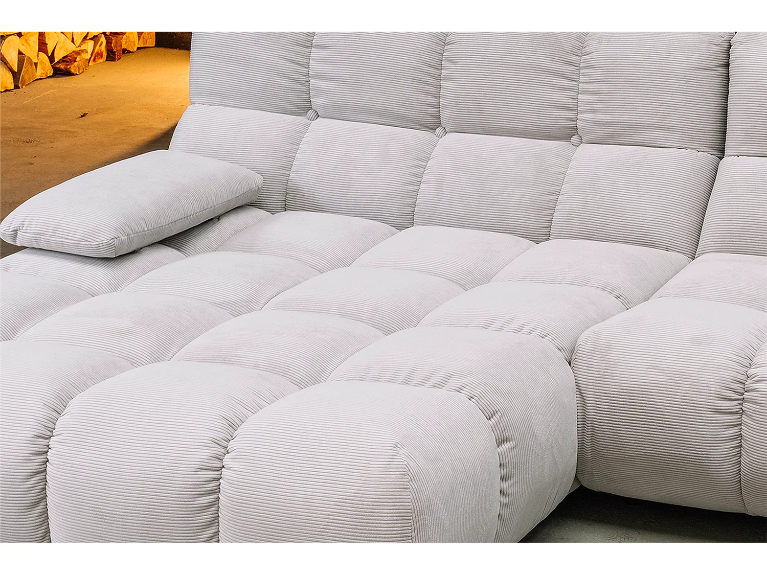 Ecksofa - Silber Cord - VIVIEN
