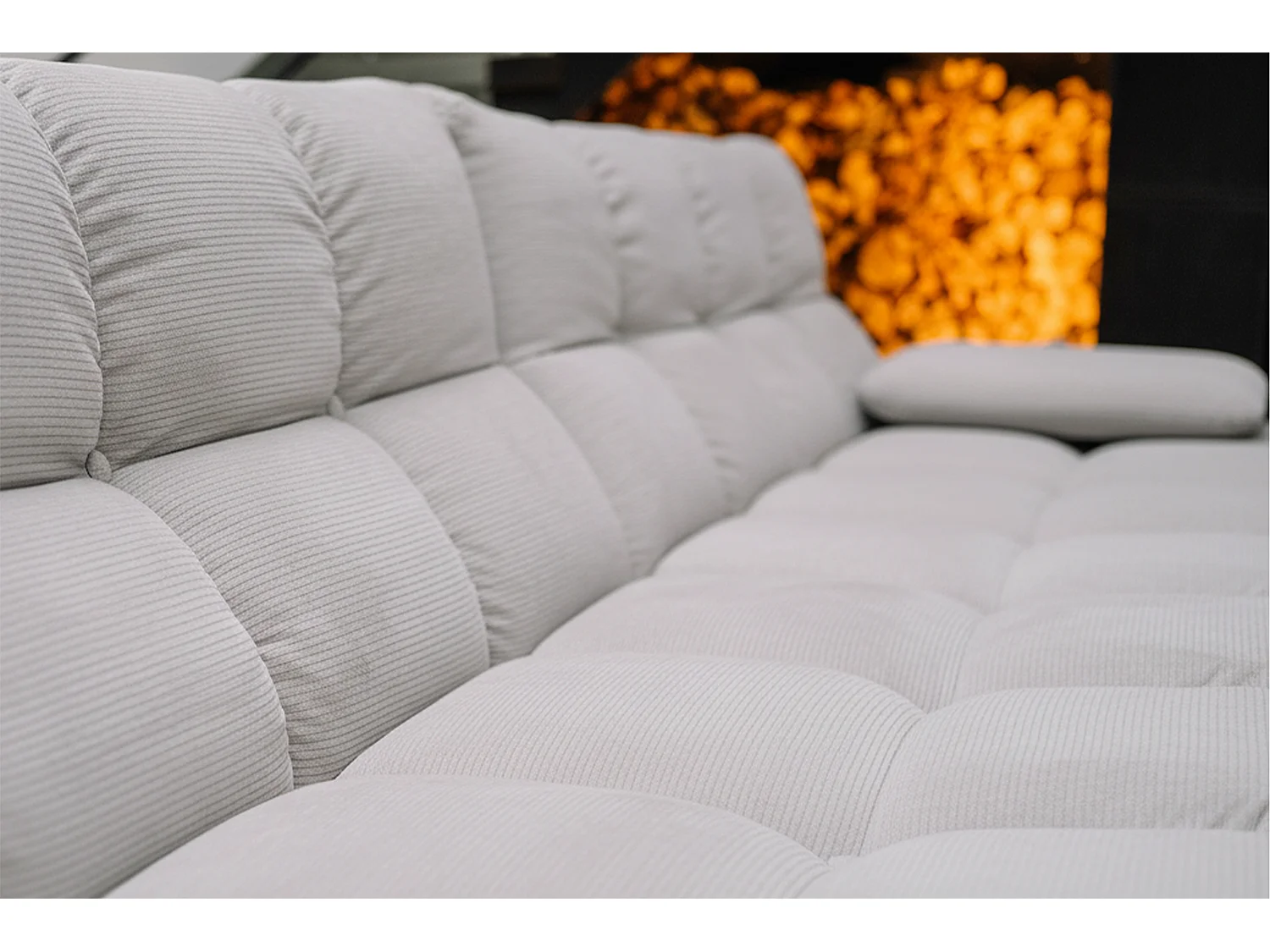 Ecksofa - Silber Cord - VIVIEN