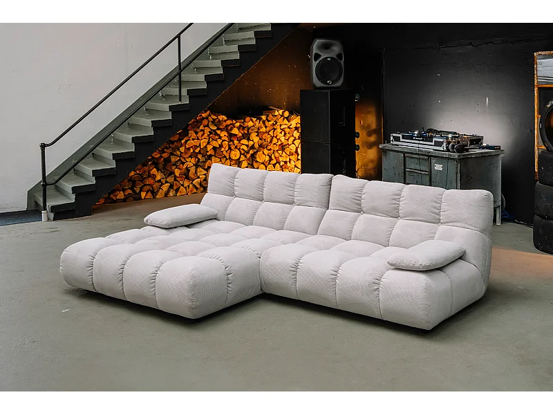Ecksofa - Silber Cord - VIVIEN