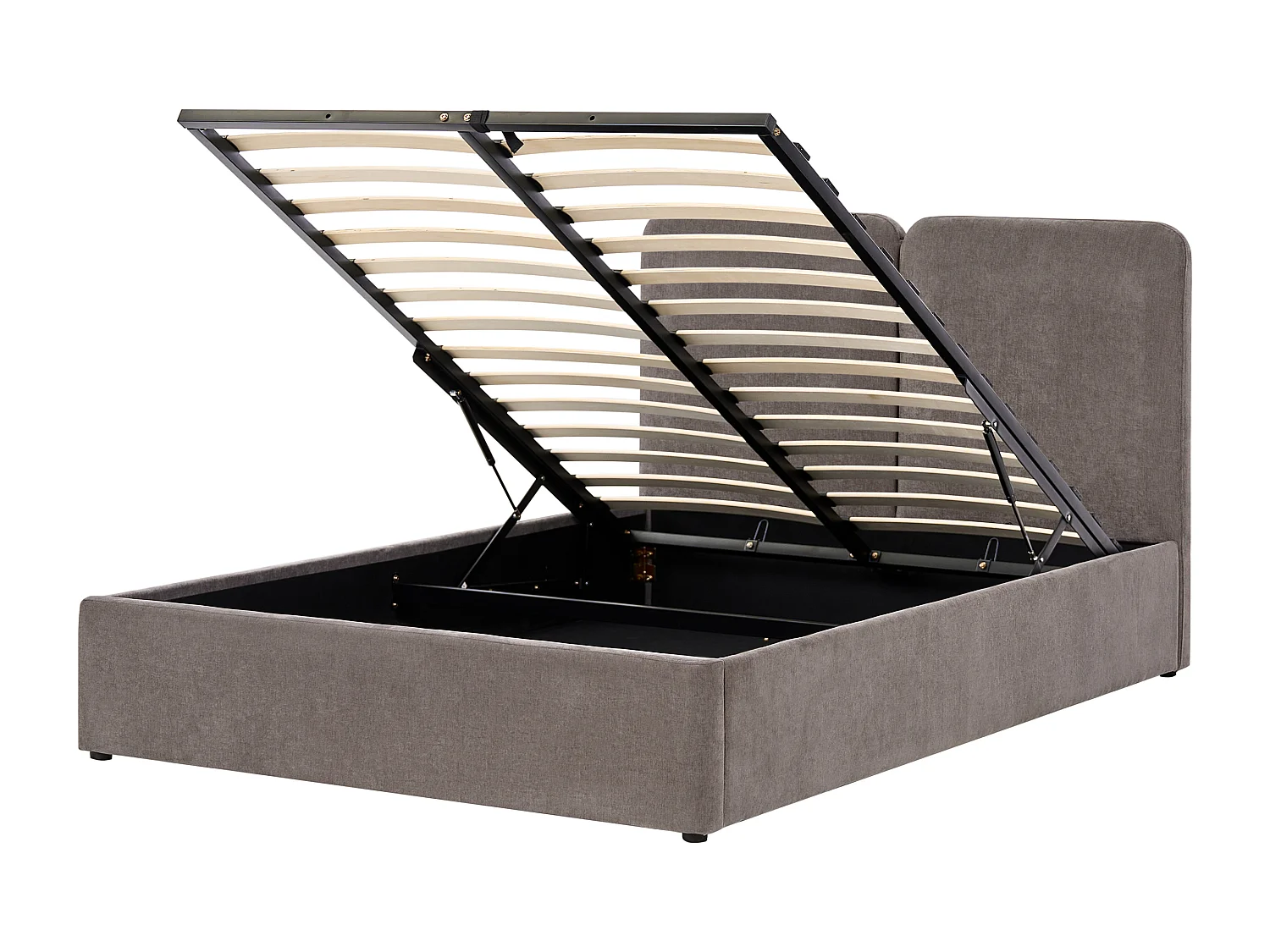 Lit ottoman Tissu chenille ARBOIS 140 x 200 cm Taupe