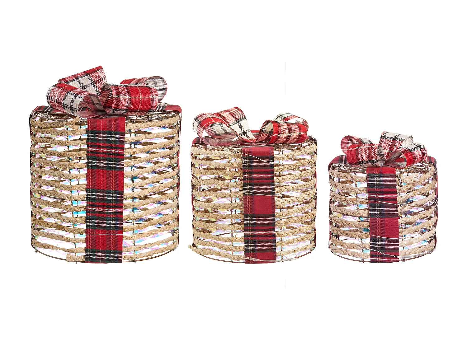 Lot de 3 décorations de Noël LED VEJLEN Cadeaux de Noël 20/25/30 cm Beige