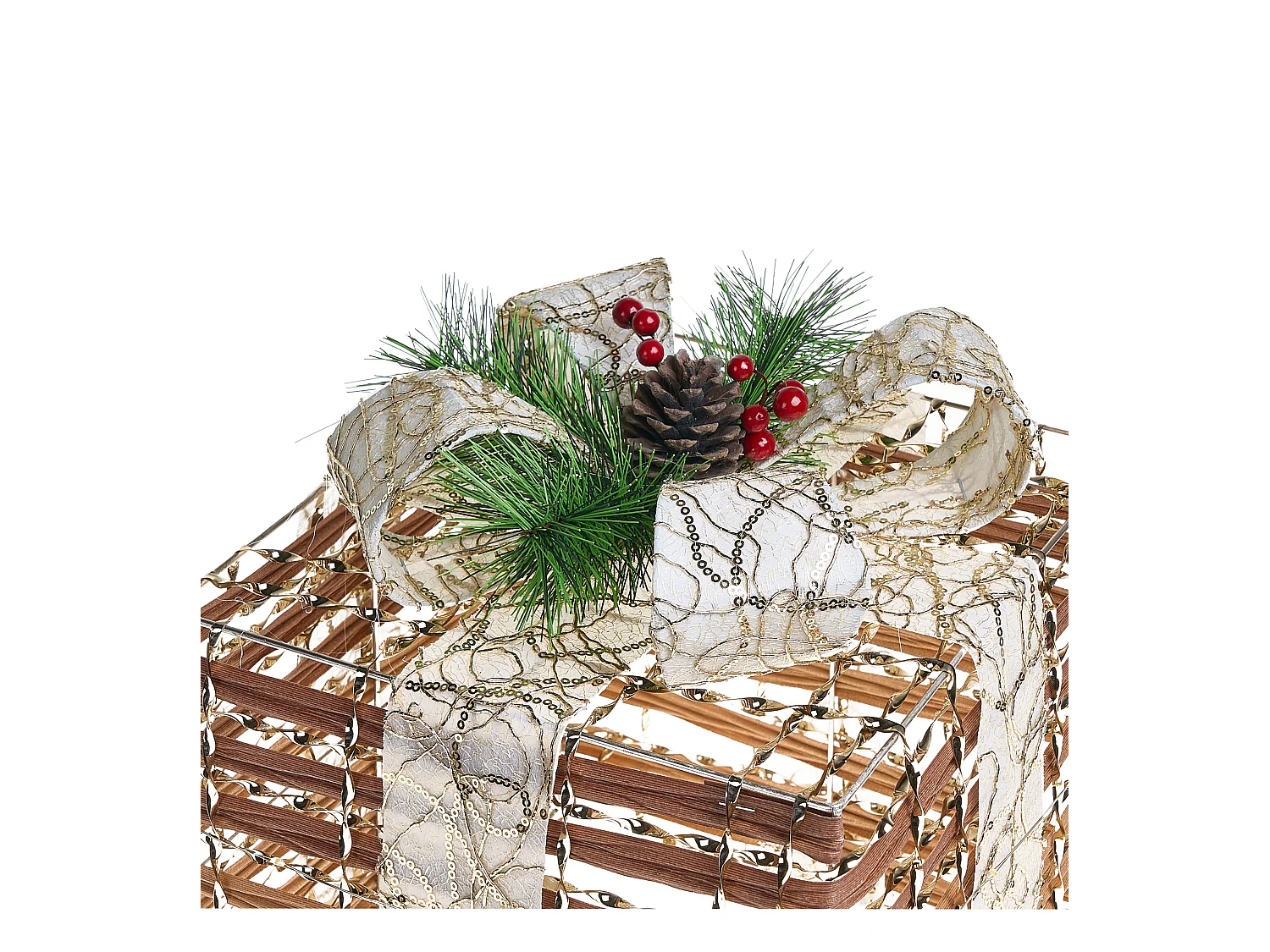 Lot de 3 décorations de Noël LED TISSO Cadeaux de Noël 20/25/30 cm Marron