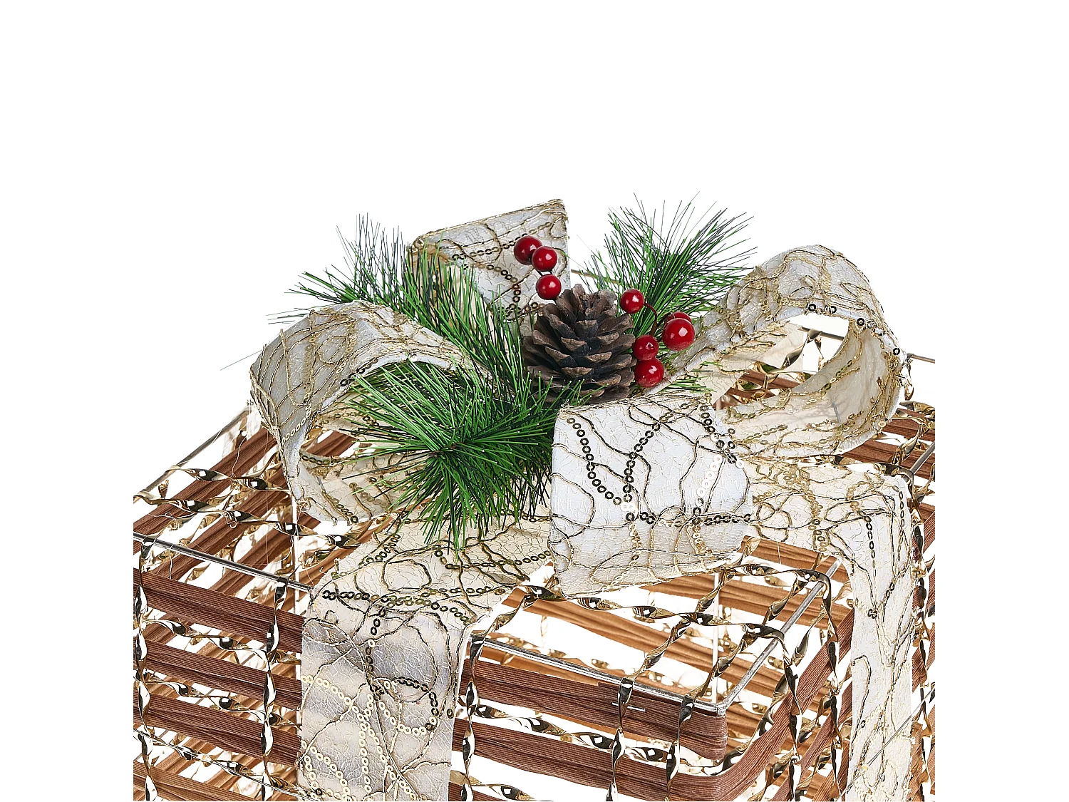 Lot de 3 décorations de Noël LED TISSO Cadeaux de Noël 20/25/30 cm Marron