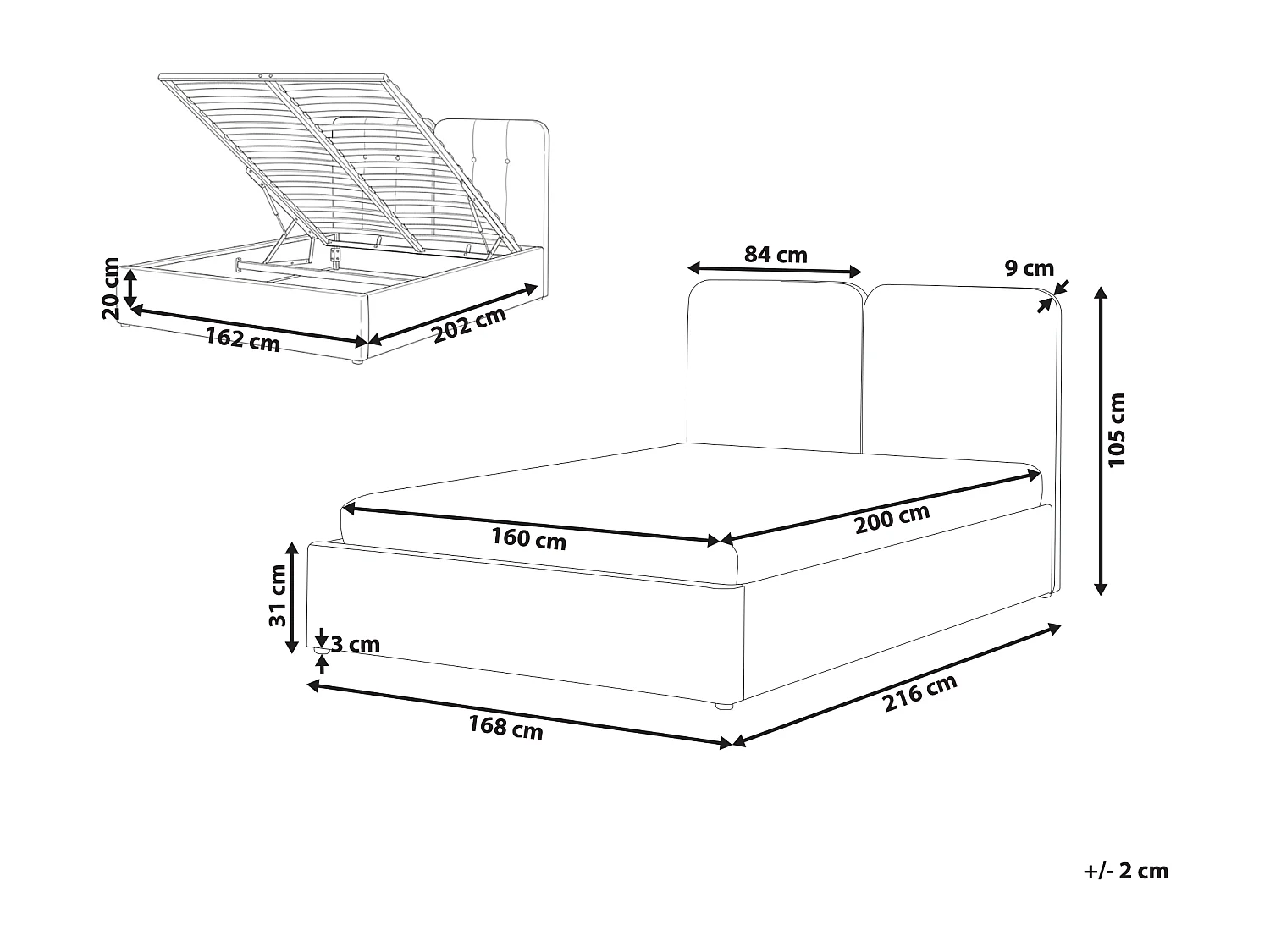 Ottoman Bed ARBOIS Chenille Taupe 160 x 200 cm (EU King Size)