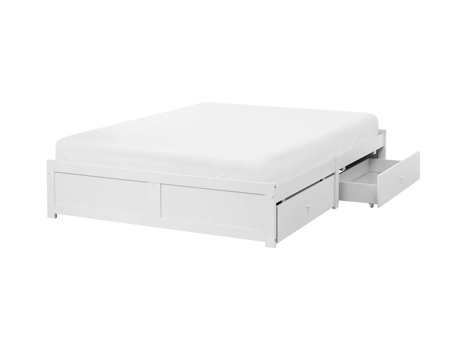 Lit avec tiroirs de rangement sans tête de lit BRUX 140 x 200 cm Blanc