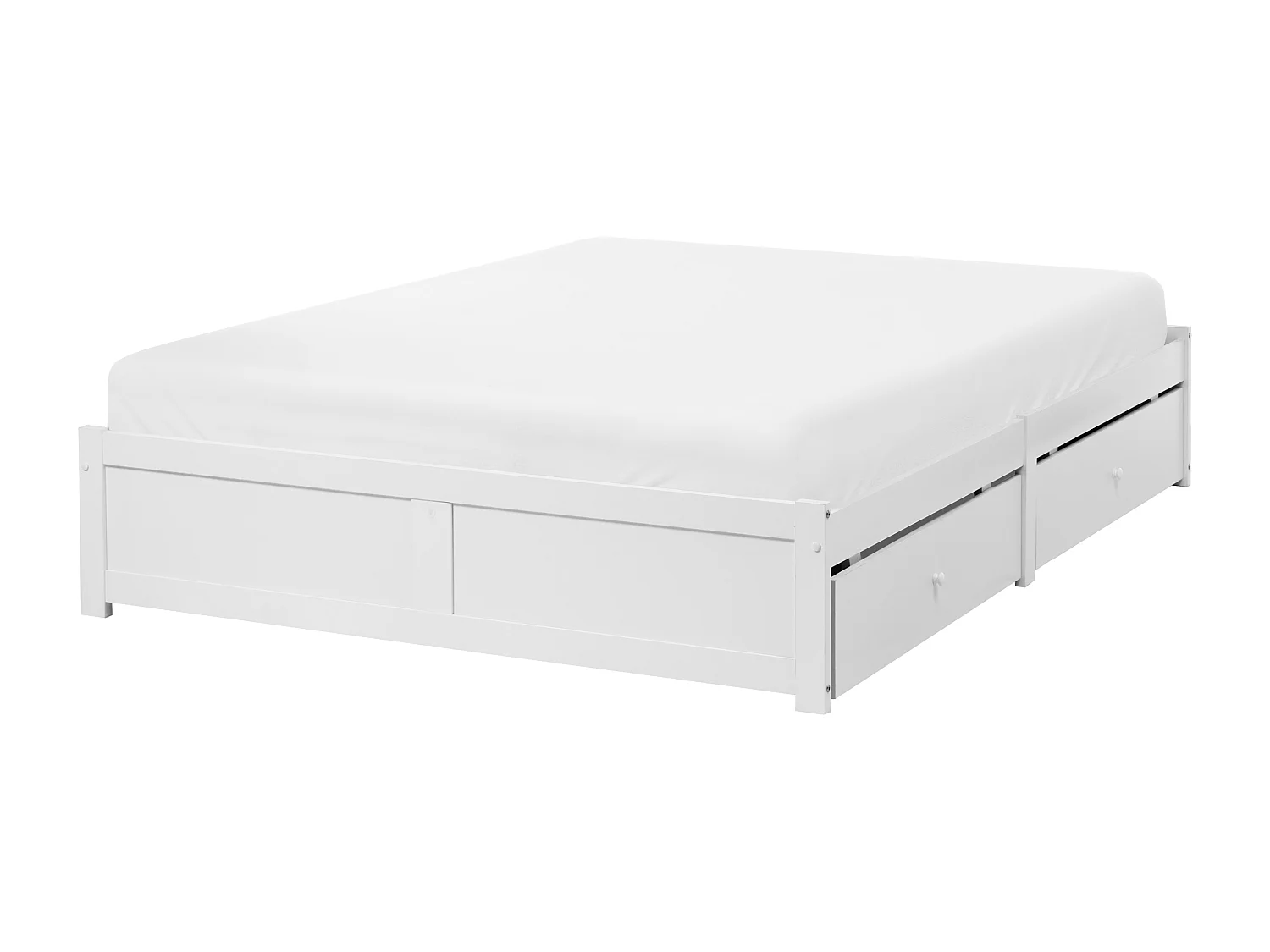 Lit avec tiroirs de rangement sans tête de lit BRUX 140 x 200 cm Blanc