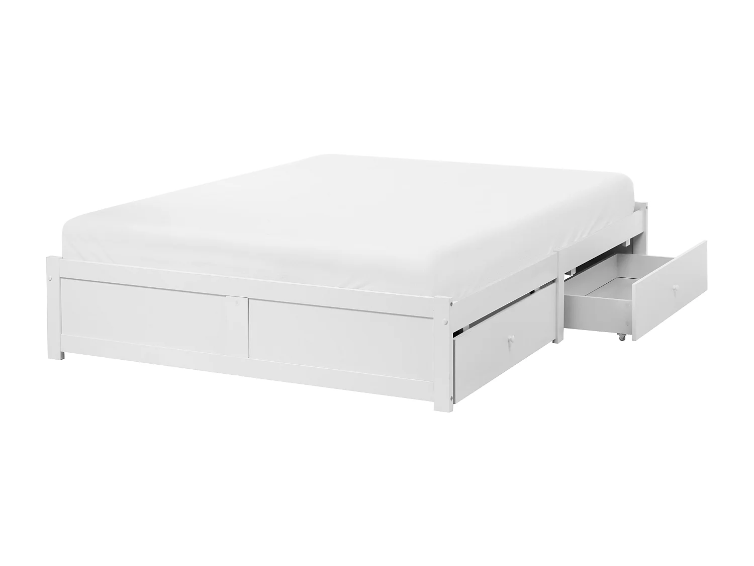 Lit avec tiroirs de rangement sans tête de lit BRUX 140 x 200 cm Blanc