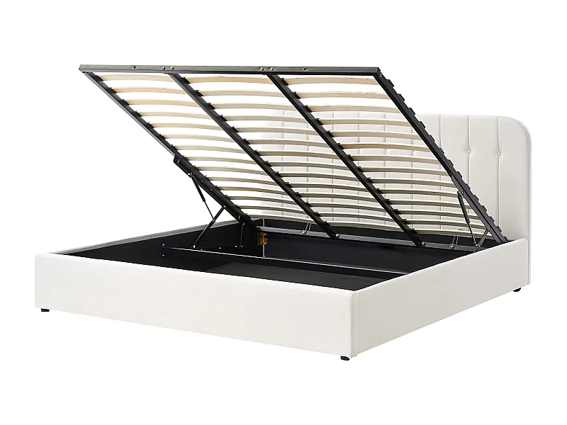 Lit ottoman Tissu CHALLANS 180 x 200 cm Blanc cassé