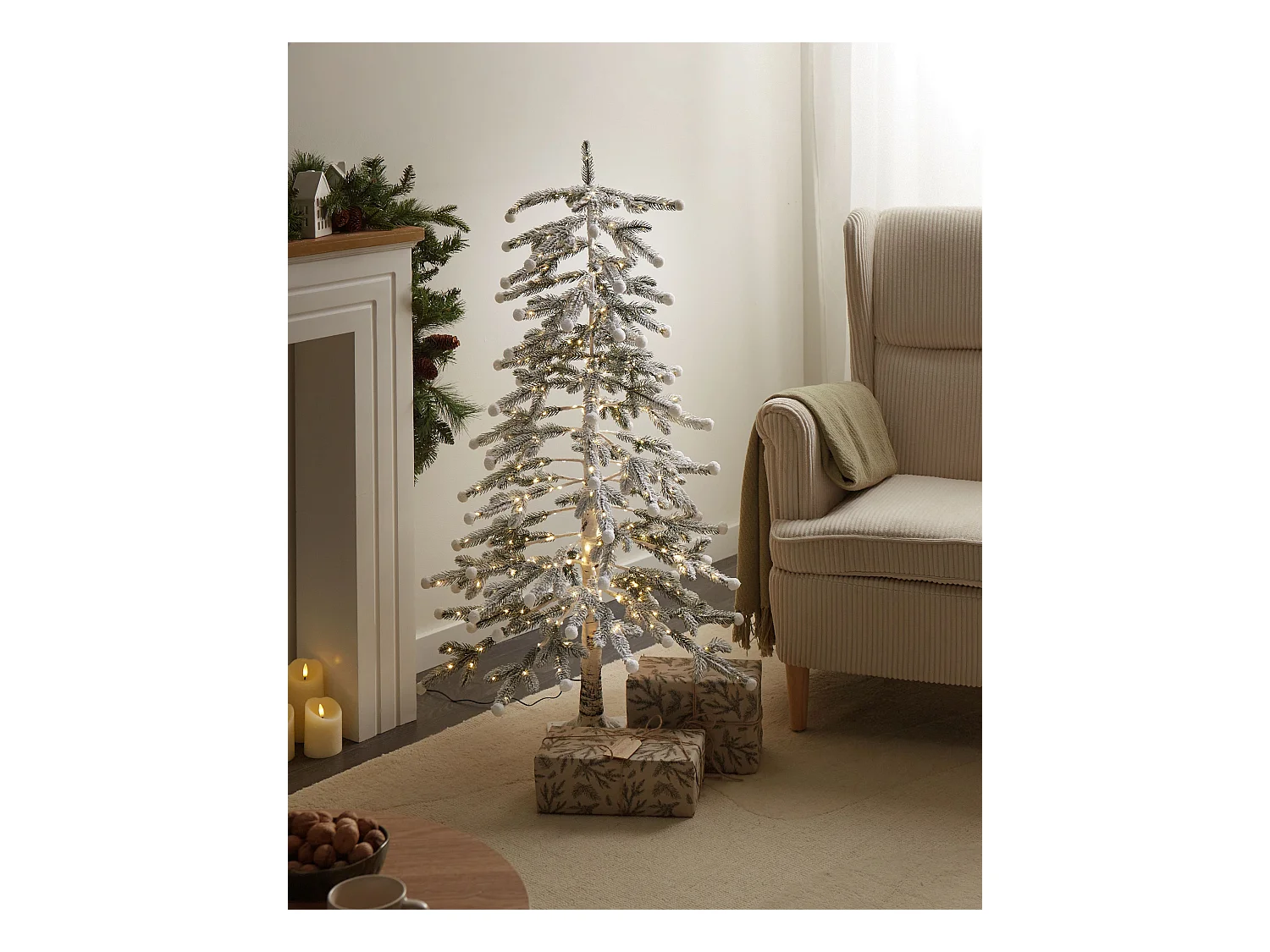 Décoration extérieure LED HASSLAN Arbre de Noël 125 cm Blanc