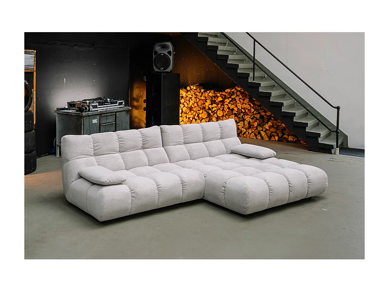 Canapé d'angle - argent Velours côtelé - VIVIEN