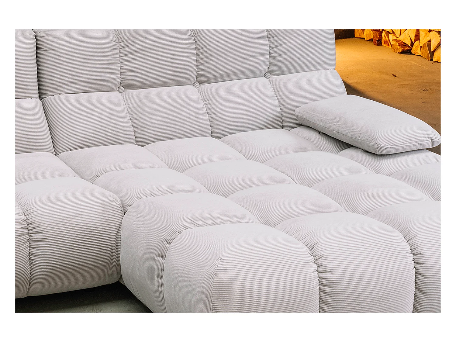 Canapé d'angle - argent Velours côtelé - VIVIEN