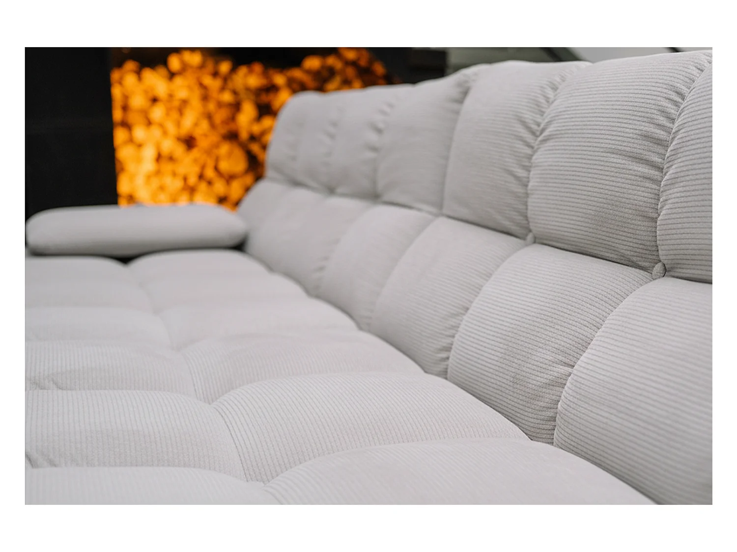 Canapé d'angle - argent Velours côtelé - VIVIEN