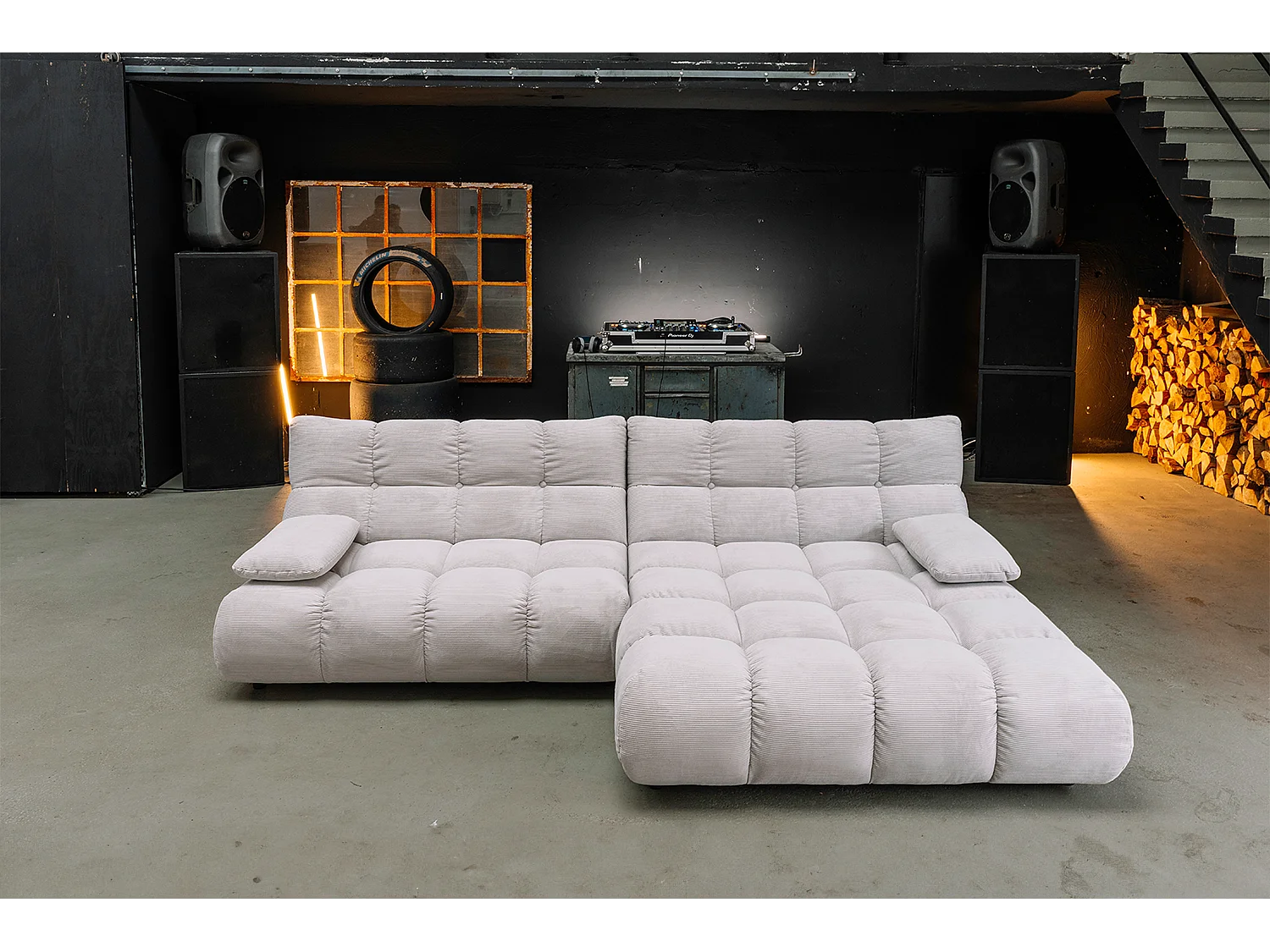 Ecksofa - Silber Cord - VIVIEN