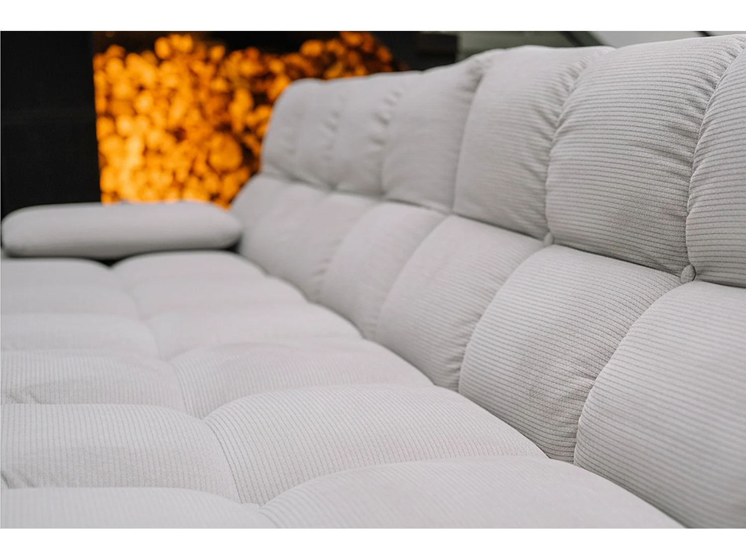 Ecksofa - Silber Cord - VIVIEN