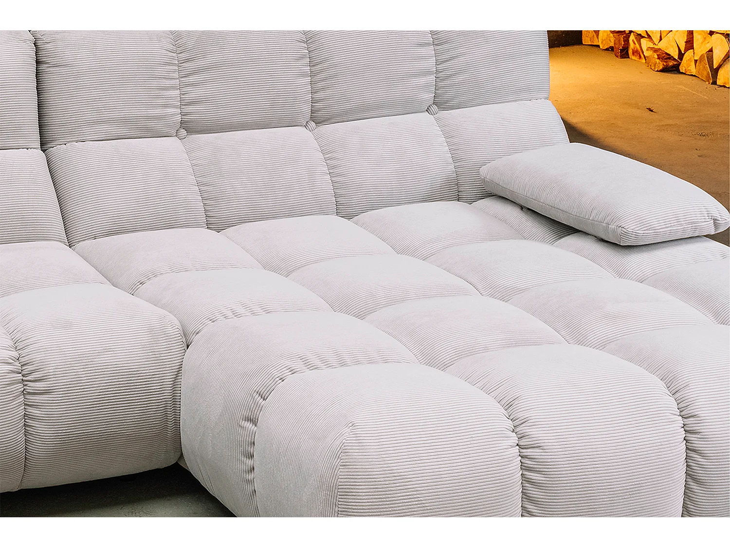 Ecksofa - Silber Cord - VIVIEN