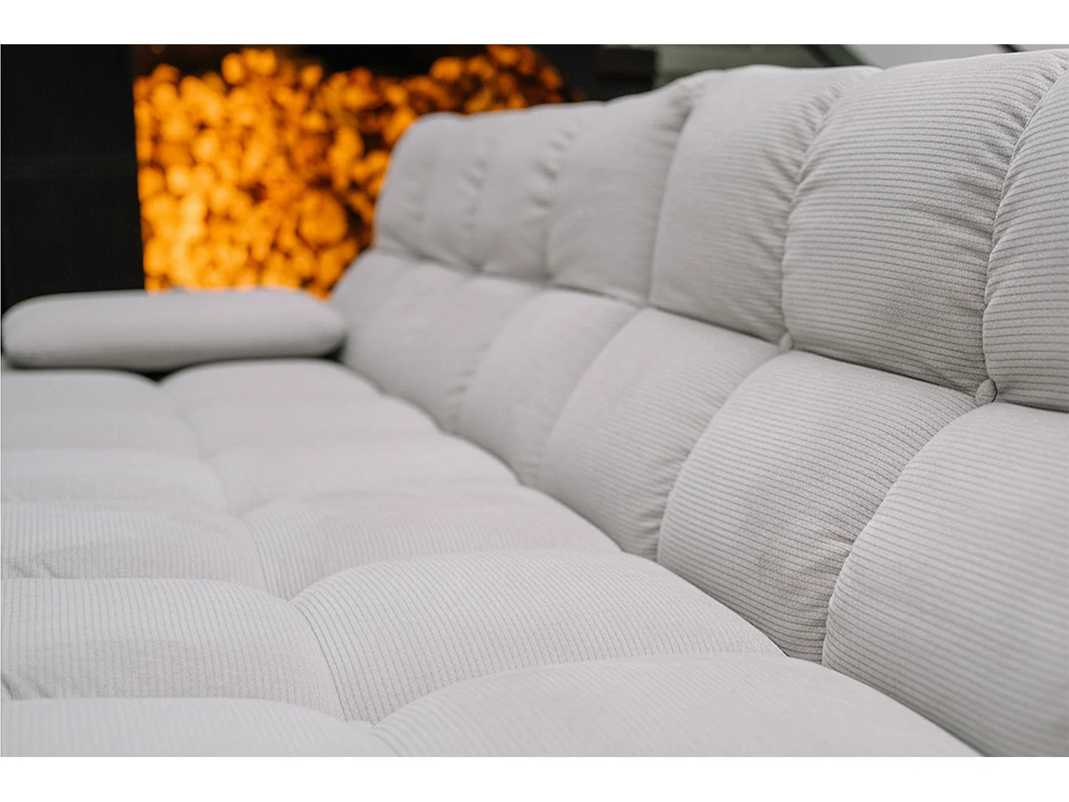 Ecksofa - Silber Cord - VIVIEN