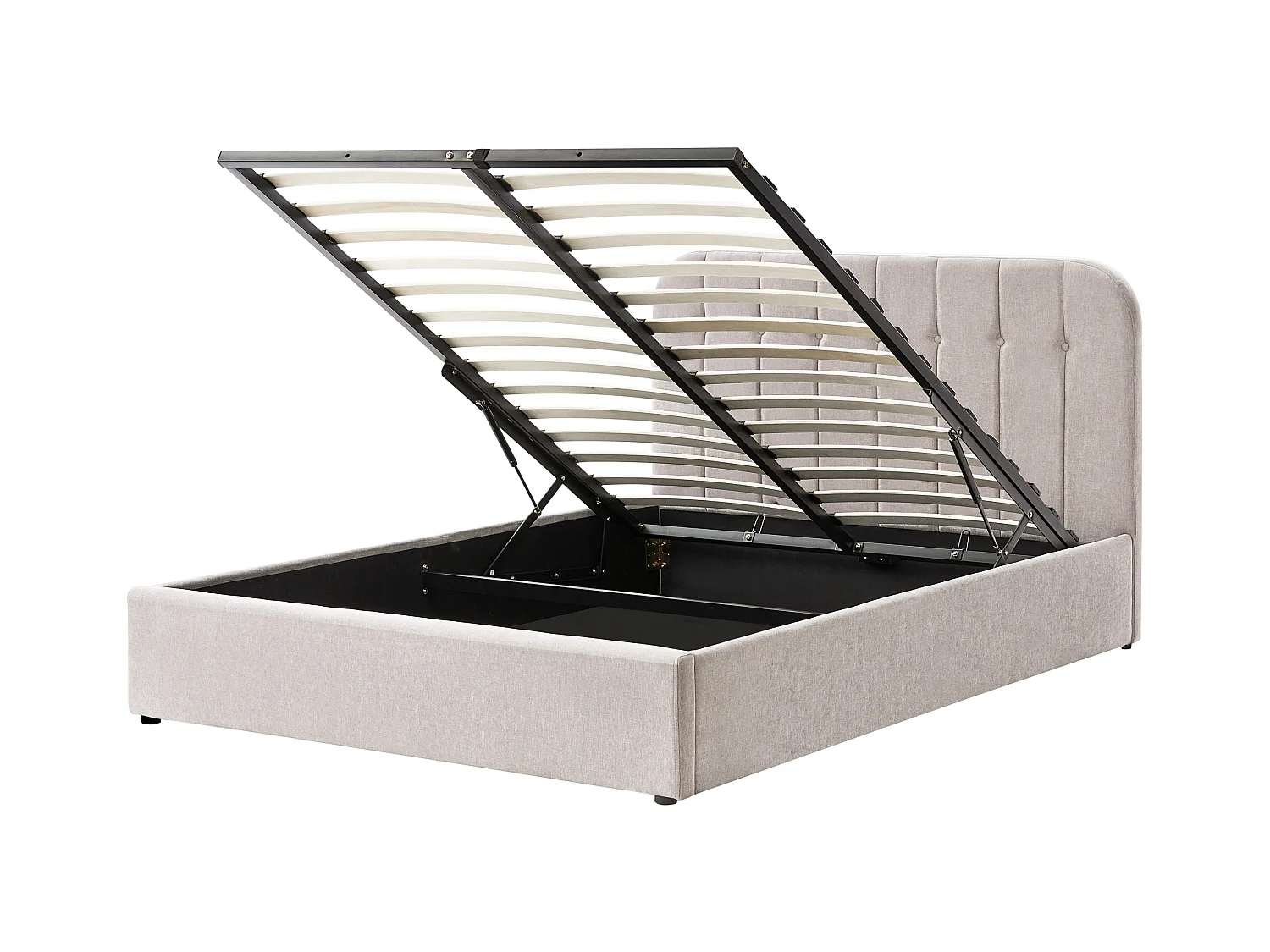 Lit ottoman Tissu CHALLANS 160 x 200 cm Beige