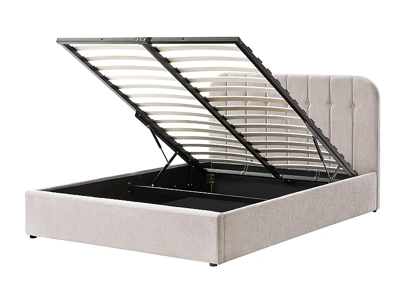 Lit ottoman Tissu CHALLANS 160 x 200 cm Beige