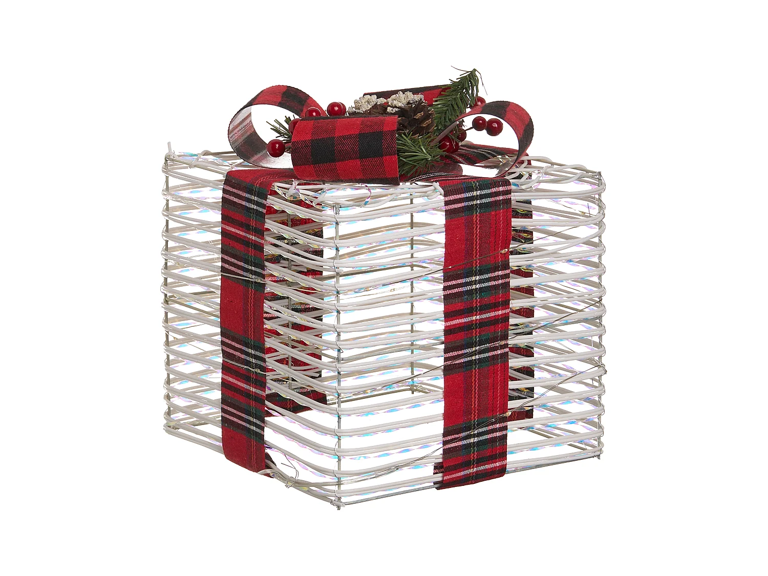 Lot de 3 décorations de Noël LED MANGEN Cadeaux de Noël 20/25/35 cm Blanc cassé