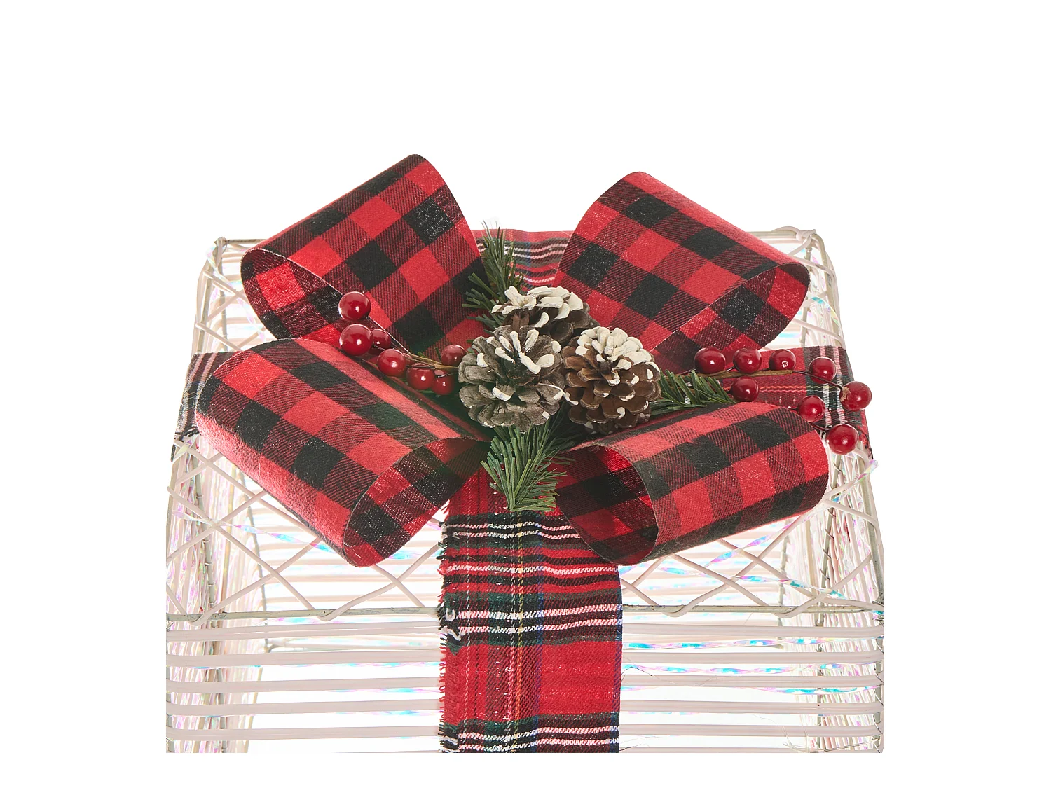 Lot de 3 décorations de Noël LED MANGEN Cadeaux de Noël 20/25/35 cm Blanc cassé