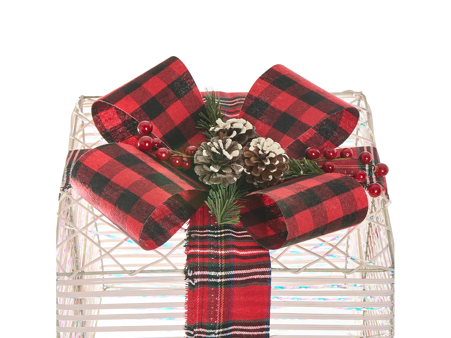 Lot de 3 décorations de Noël LED MANGEN Cadeaux de Noël 20/25/35 cm Blanc cassé