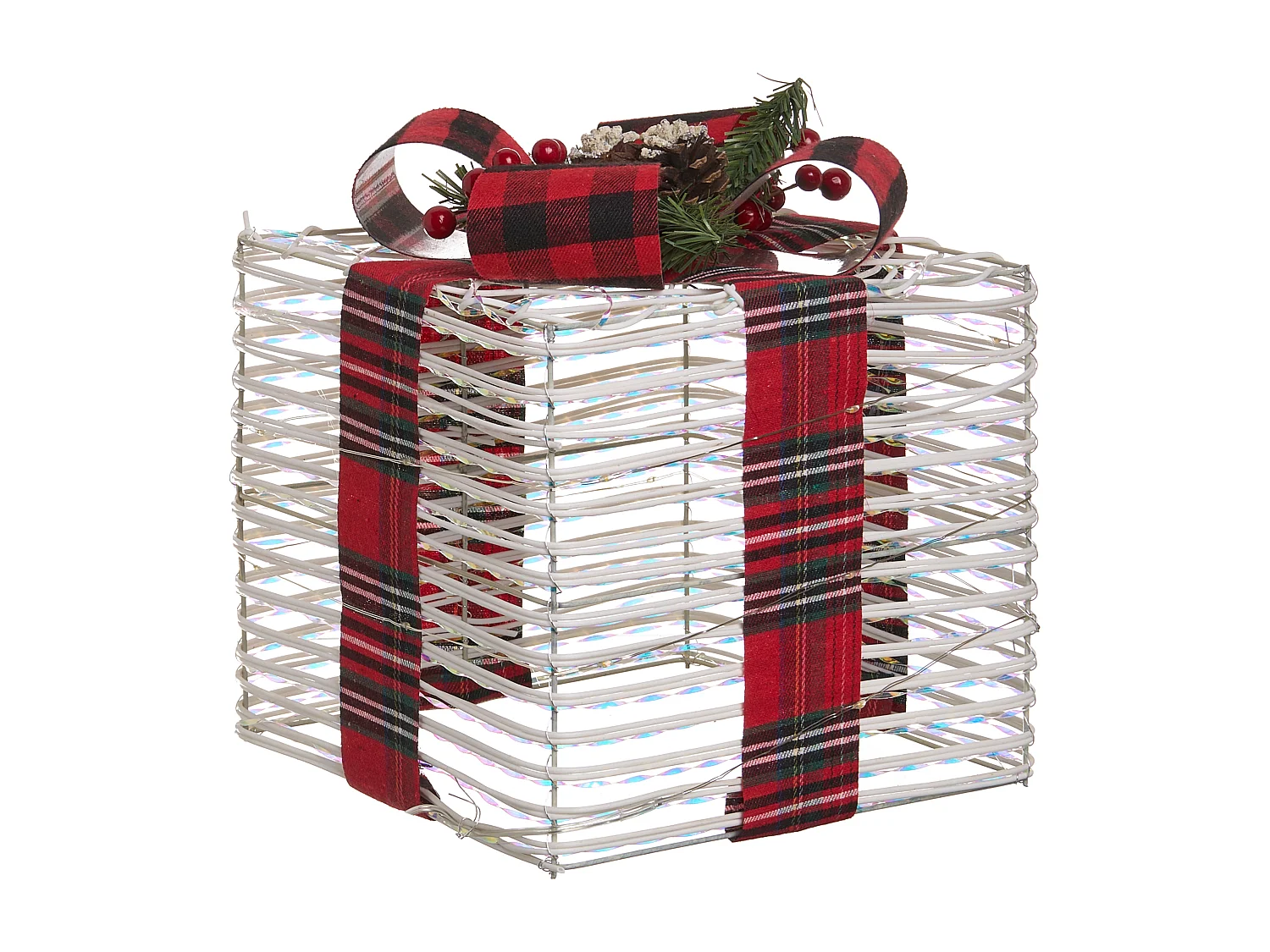 Lot de 3 décorations de Noël LED MANGEN Cadeaux de Noël 20/25/35 cm Blanc cassé