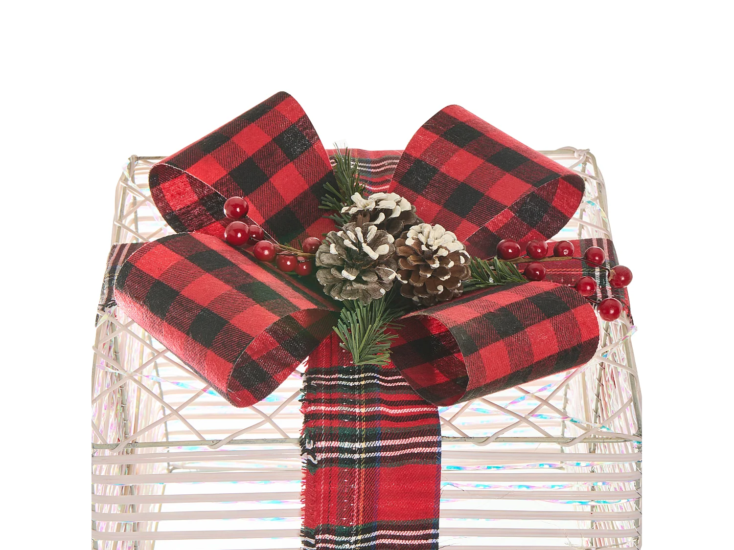 Lot de 3 décorations de Noël LED MANGEN Cadeaux de Noël 20/25/35 cm Blanc cassé