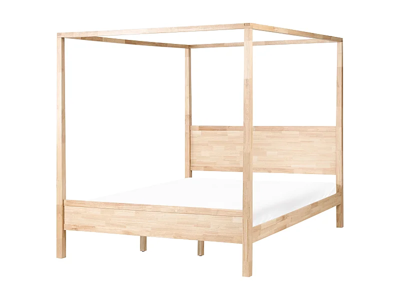 Lit à baldaquin Bois HAUTERIVES 180 x 200 cm Marron clair