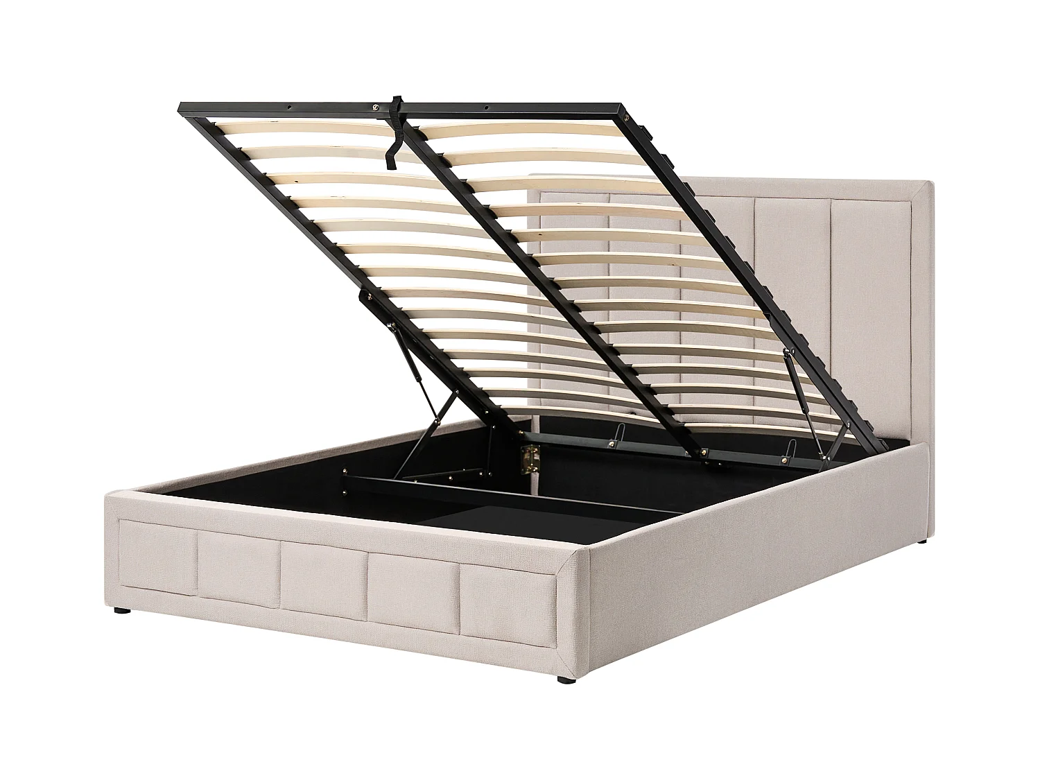 Lit ottoman Tissu QUIBERON 140 x 200 cm Taupe