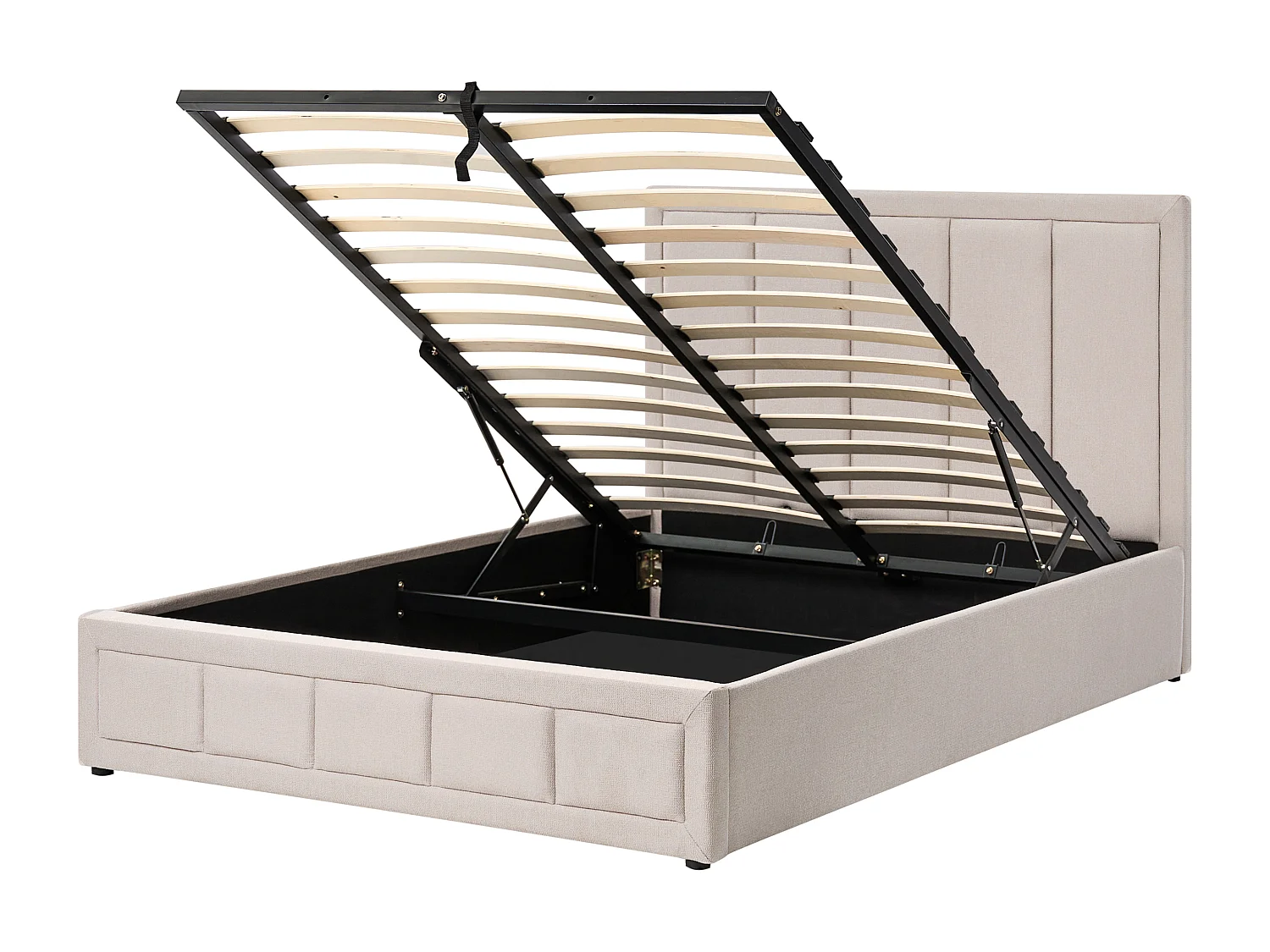 Lit ottoman Tissu QUIBERON 140 x 200 cm Taupe