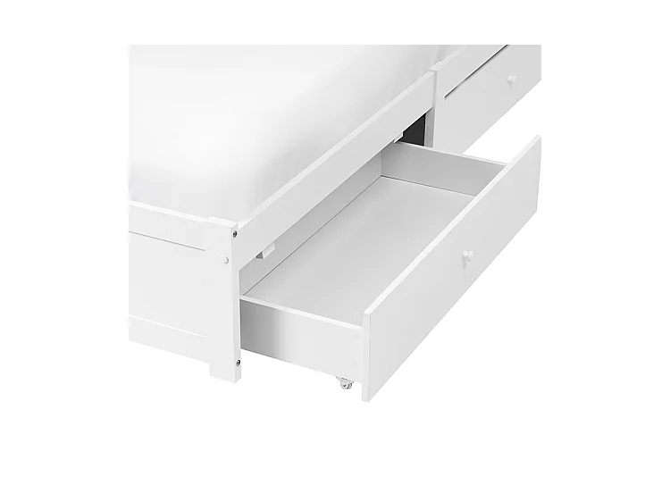 Lit avec tiroirs de rangement sans tête de lit BRUX 160 x 200 cm Blanc