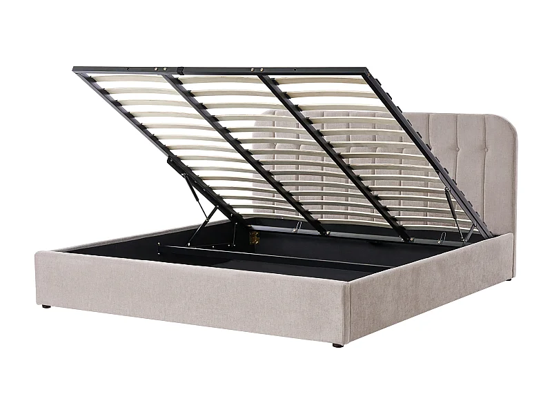 Lit ottoman Tissu chenille CHALLANS 180 x 200 cm Beige