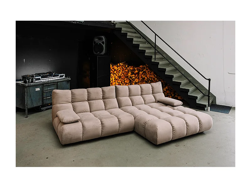 Canapé d'angle - marron Velours - VIVIEN