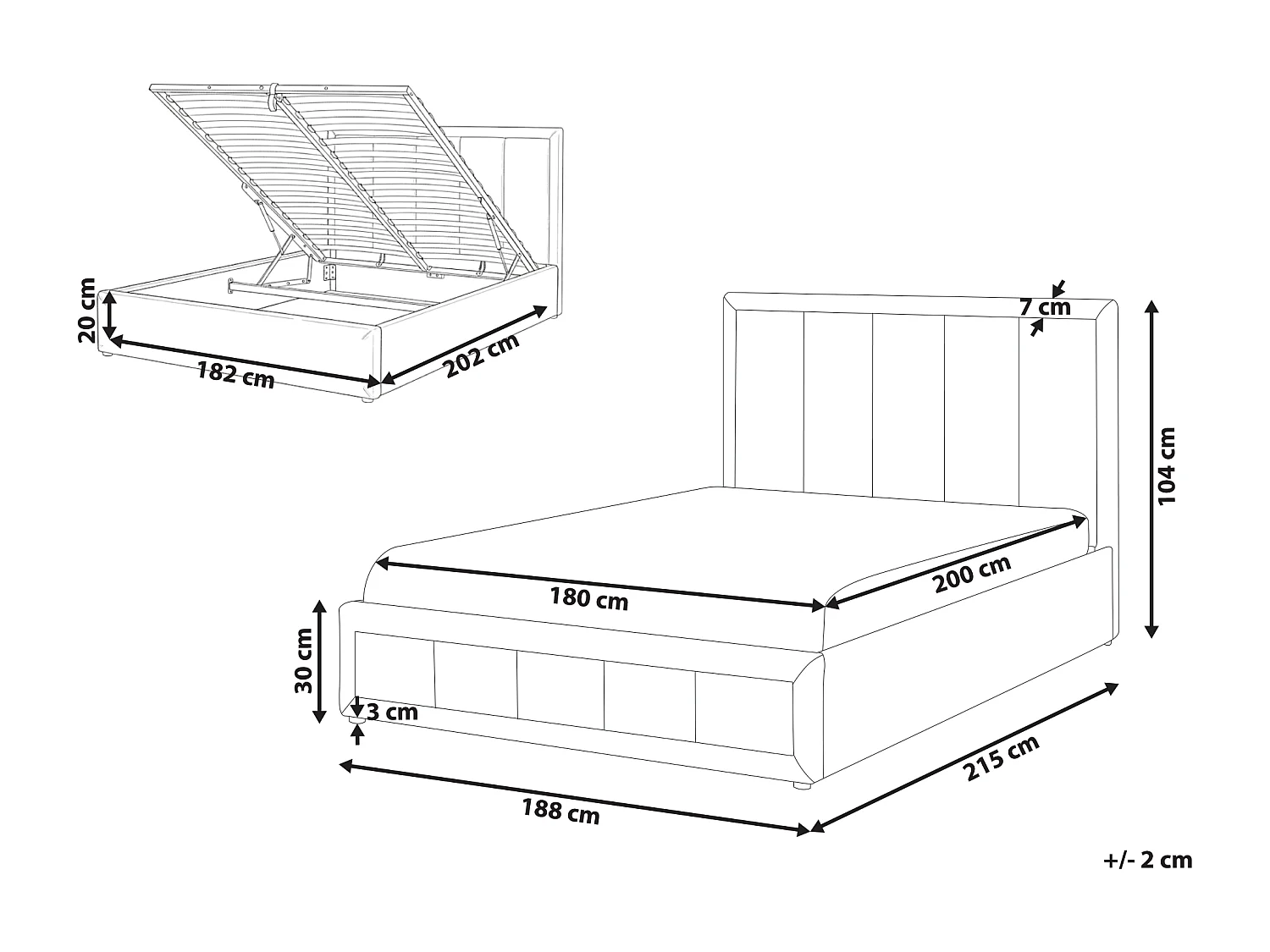 Lit ottoman Tissu chenille QUIBERON 180 x 200 cm Taupe