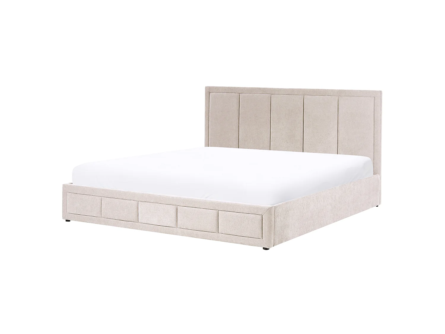 Lit ottoman QUIBERON Tissu chenille Taupe 180 x 200 cm