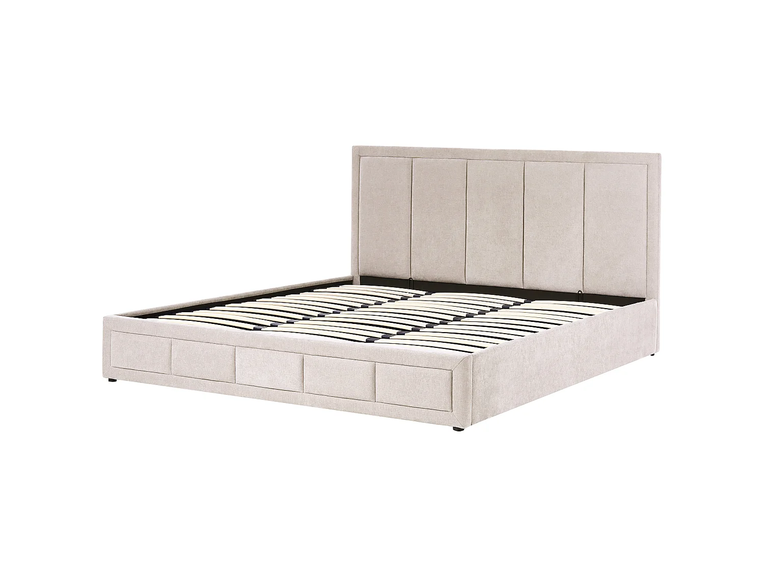 Lit ottoman QUIBERON Tissu chenille Taupe 180 x 200 cm