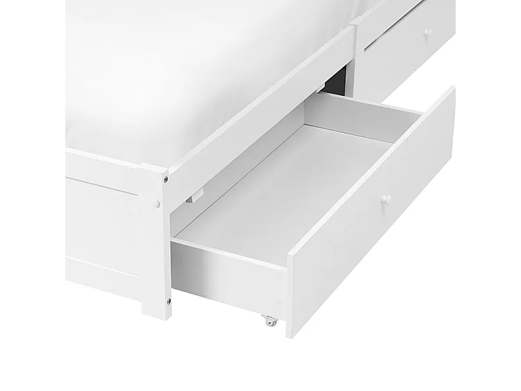 Lit avec tiroirs de rangement sans tête de lit BRUX 180 x 200 cm Blanc