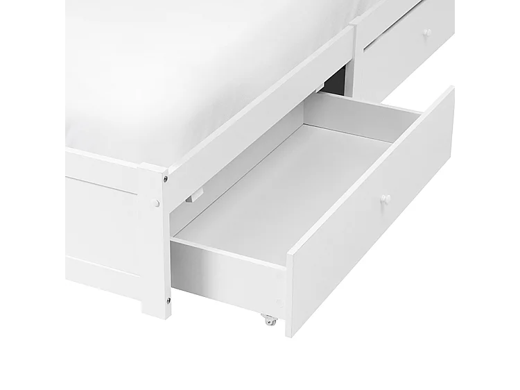 Lit avec tiroirs de rangement sans tête de lit BRUX 180 x 200 cm Blanc